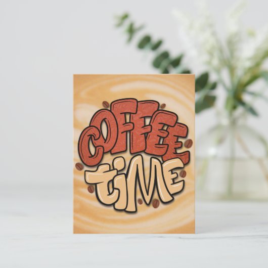 Kaffeezeitwörter für Milchschaum Postkarte (Stehend Vorderseite)