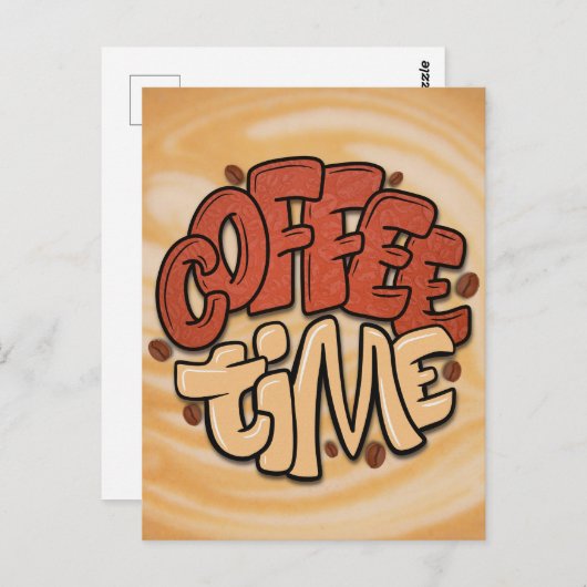 Kaffeezeitwörter für Milchschaum Postkarte (Vorne/Hinten)