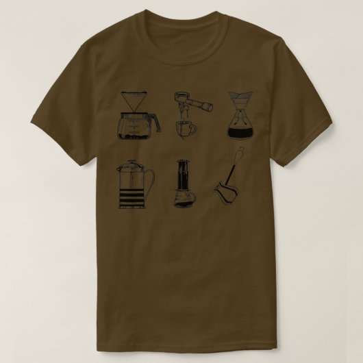 Kaffeezubereitungsmethoden Kaffeemaschine Barista T-Shirt (Design vorne)