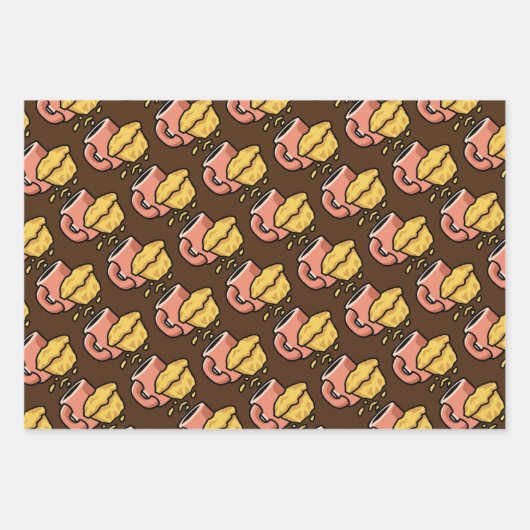 KAFFEICONS-SET-PAPIERBLÄTTER GESCHENKPAPIER SET (Vorderseite 3)