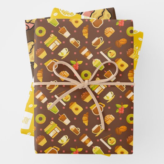 KAFFEICONS-SET-PAPIERBLÄTTER GESCHENKPAPIER SET (Beispiel)