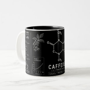 Kaffein-Molekül-Formel Weiße Linienkunst Zweifarbige Tasse