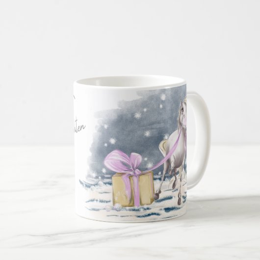 Kaffetasse Weihnachts-Pferdebild Kaffeetasse (VorderseiteRechts)