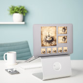 Kaffezeit für eine Tasse Aufkleber (Laptop auf Schreibtisch)