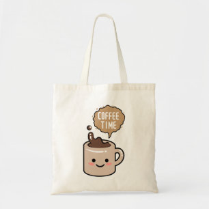Kaffezeit Kawaii Kaffeetasse Illustration Tragetasche