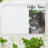 Kaffezeit mit einem süßen Sheltie! Geschirrtuch (Gefaltet)