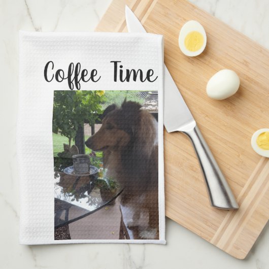 Kaffezeit mit einem süßen Sheltie! Geschirrtuch (Viertel Falte)
