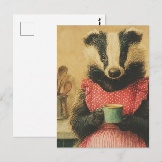 Kaffezeit mit Miss Badger Postkarte (Vorne/Hinten)