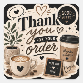 Kaffezeit Quadratischer Aufkleber