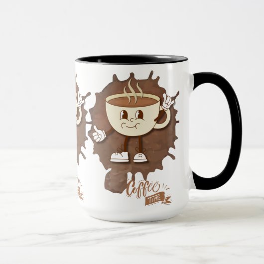 **Kaffezeit – Süße lächelnde Tasse Dampf (Rechts)