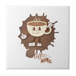 **Kaffezeit – Süße lächelnde Tasse Dampf  Fliese