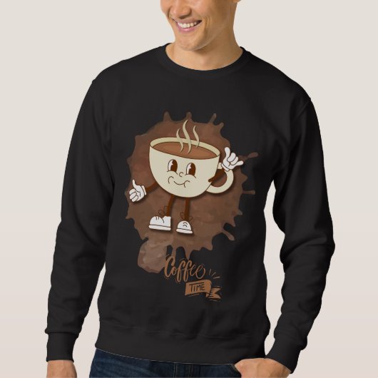 **Kaffezeit – Süße lächelnde Tasse Dampf Sweatshirt (Vorderseite)