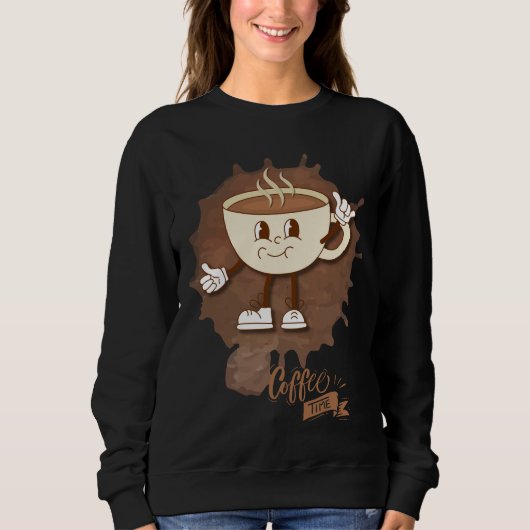 **Kaffezeit – Süße lächelnde Tasse Dampf Sweatshirt (Vorderseite)