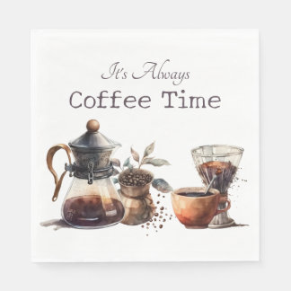 Kaffezeit Wasserfarbe Vintage-inspiriertes Grafikd Serviette