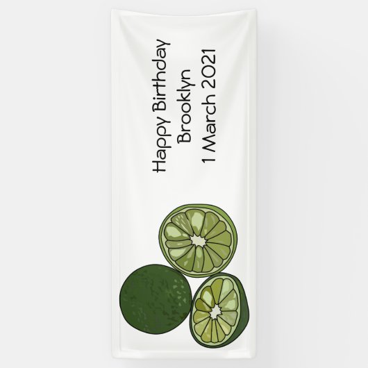 Kaffir Limon Cartoon Illustration Banner (Vertikal)