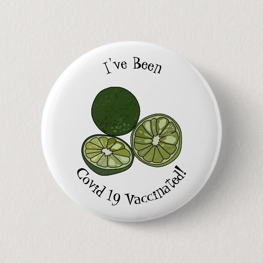 Kaffir Limon Cartoon Illustration Button (Vorderseite)