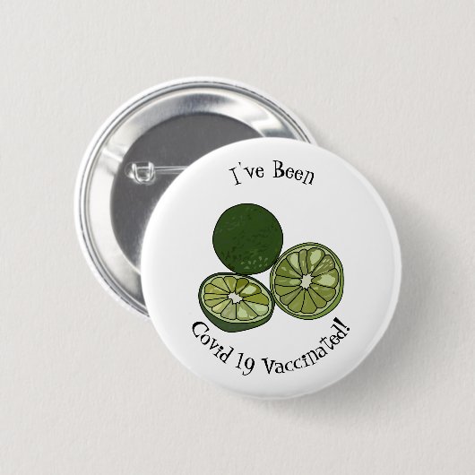 Kaffir Limon Cartoon Illustration Button (Vorne & Hinten)