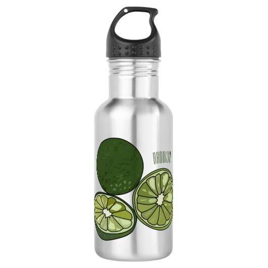 Kaffir Limon Cartoon Illustration Edelstahlflasche (Vorderseite)