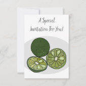 Kaffir Limon Cartoon Illustration Einladung (Rückseite)