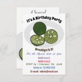 Kaffir Limon Cartoon Illustration Einladung (Vorne/Hinten)