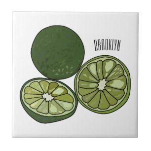 Kaffir Limon Cartoon Illustration Fliese