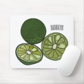 Kaffir Limon Cartoon Illustration Mousepad (Mit Mouse)
