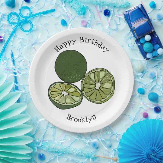 Kaffir Limon Cartoon Illustration Pappteller (Party)