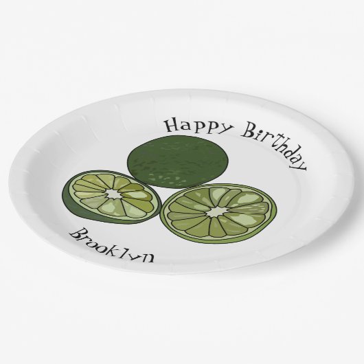 Kaffir Limon Cartoon Illustration Pappteller (Schrägansicht)