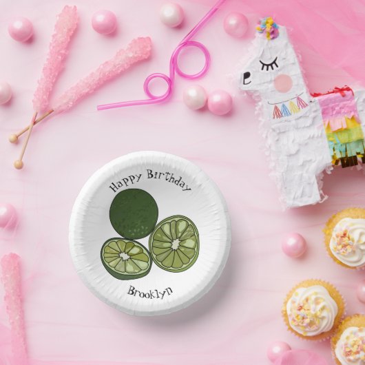 Kaffir Limon Cartoon Illustration Pappteller (Party)