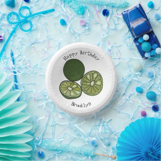 Kaffir Limon Cartoon Illustration Pappteller (Party)
