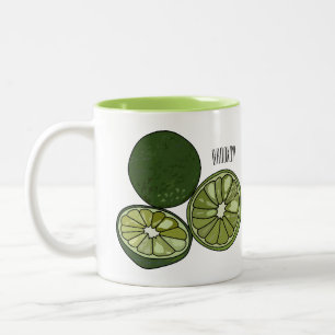 Kaffir Limon Cartoon Illustration Zweifarbige Tasse