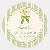 Käfig Grünstreifen Brautparty mit Monogramm Runder Aufkleber (Vorderseite)