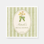 Käfig Grünstreifen Brautparty mit Monogramm Serviette (Vorderseite)