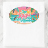 Kagu Tropical Ovaler Aufkleber (Tasche)