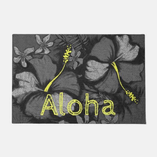 Kahala Hibiskus Hawaiian Lava Rock Aloha Black Fußmatte (Vorderseite)