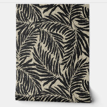 Kahanu Palms Hawaiian Imitats Linen Texture - Schw
