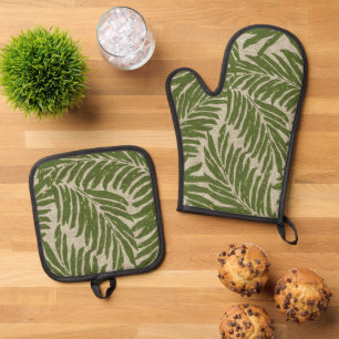 Kahanu Palms Hawaiianische Imitate Linen Textur Ol Ofenhandschuh & Topflappen-Set