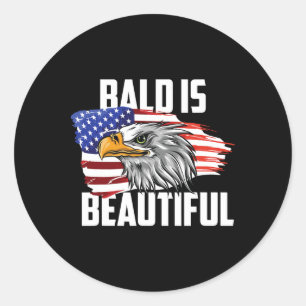 Kahl ist schön 4. Juli Adler Patriotisches Amerika Runder Aufkleber