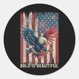 Kahl Ist Schön Adler USA-Flagge Patriotisch 4. Jul Runder Aufkleber