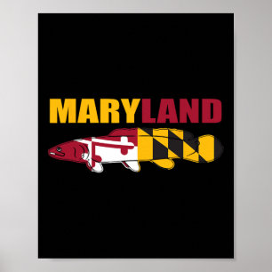 Kahlhecht - Maryland State Flag Angeln Poster
