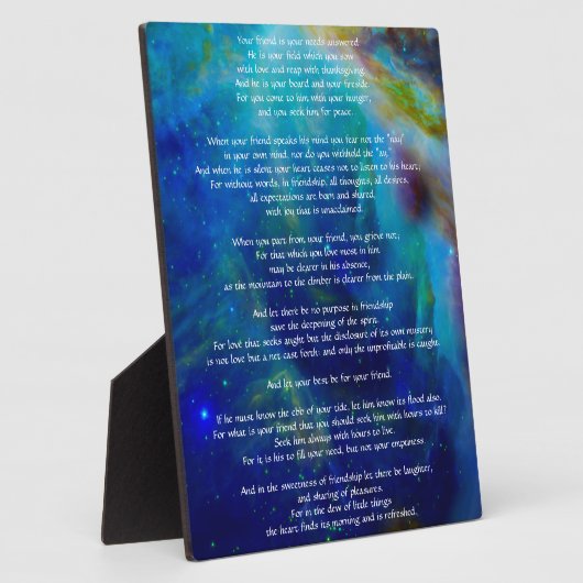 Kahlil Gibran über Freundschaft Fotoplatte (Seite)