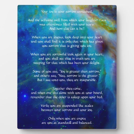 Kahlil Gibran über Joy and Sorrow Fotoplatte (Vorderseite)