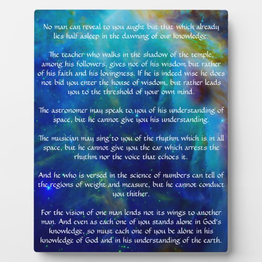 Kahlil Gibran über Lehren Fotoplatte (Vorderseite)