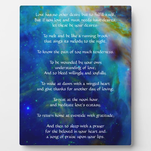 Kahlil Gibran zur Liebe Fotoplatte (Vorderseite)