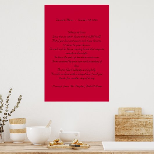 Kahlil Gibran zur Liebe Poster (Küche)