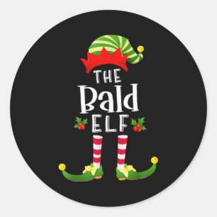 Kahlköpfiges Weihnachts-Elfen-Passendes-Pyjama-Wei Runder Aufkleber