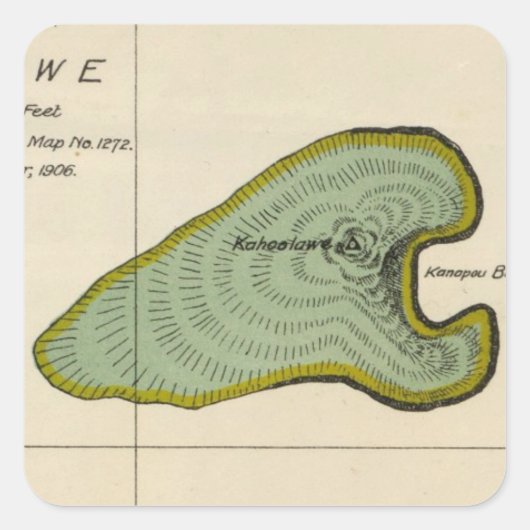 Kahoolawe, Hawaii Quadratischer Aufkleber (Vorderseite)