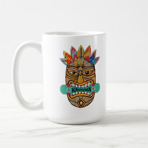 Kahuna Tiki Mask Skateboard Surfer King Hawaii Kaffeetasse