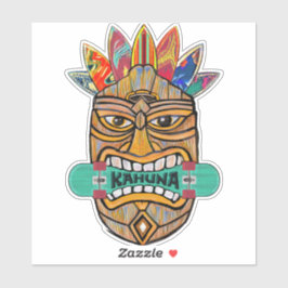 Kahuna Tiki Skateboard Surfer Aufkleber