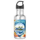 Kai Aloha Hibiscus Watercolor Wave Edelstahlflasche (Vorderseite)